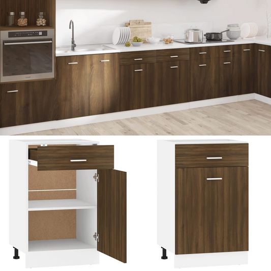 vidaXL Drawer Bottom Cabinet Brown Oak 50x46x81,5 cm Engineered Wood