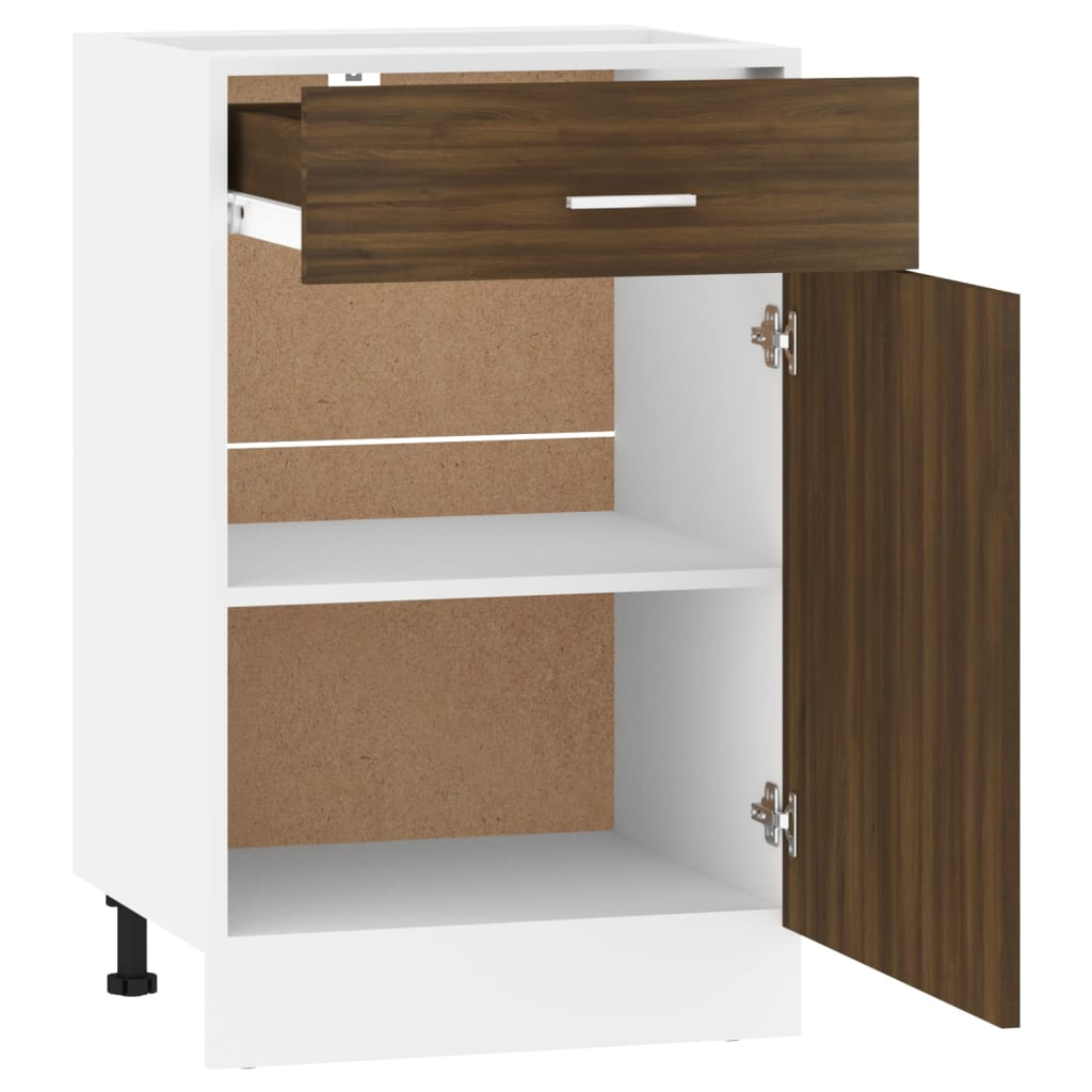 vidaXL Drawer Bottom Cabinet Brown Oak 50x46x81,5 cm Engineered Wood