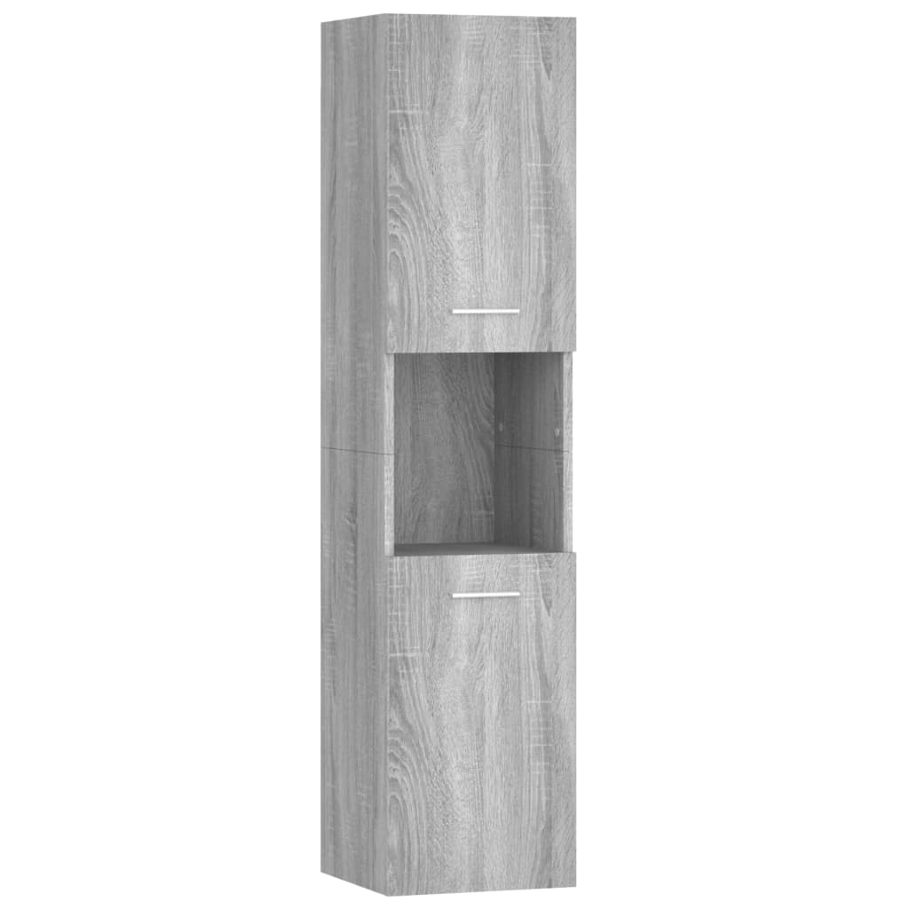 vidaXL Bathroom Cabinet Grey Sonoma 30x30x130 cm Engineered Wood