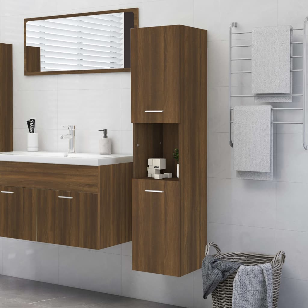 vidaXL Bathroom Cabinet Brown Oak 30x30x130 cm Engineered Wood