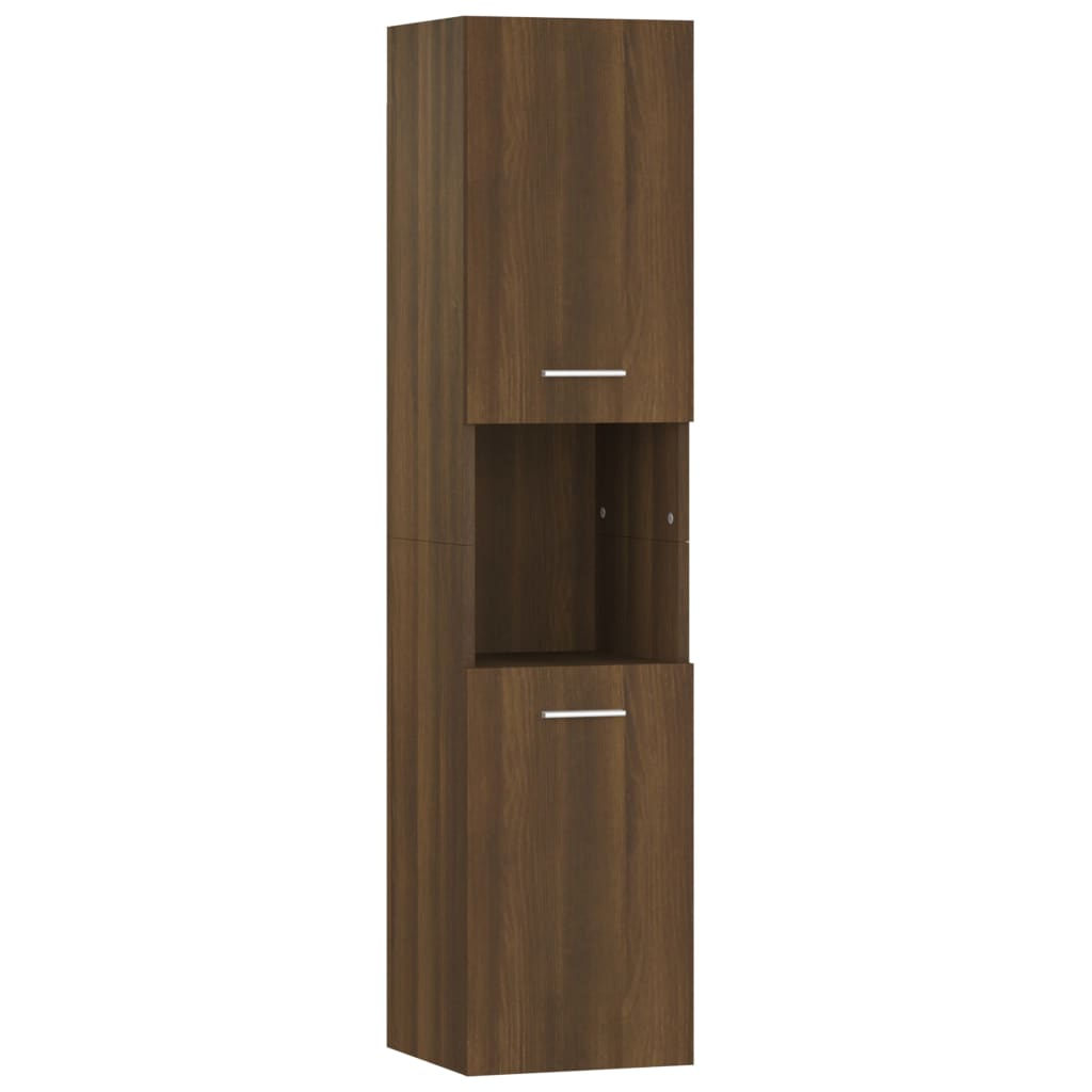 vidaXL Bathroom Cabinet Brown Oak 30x30x130 cm Engineered Wood