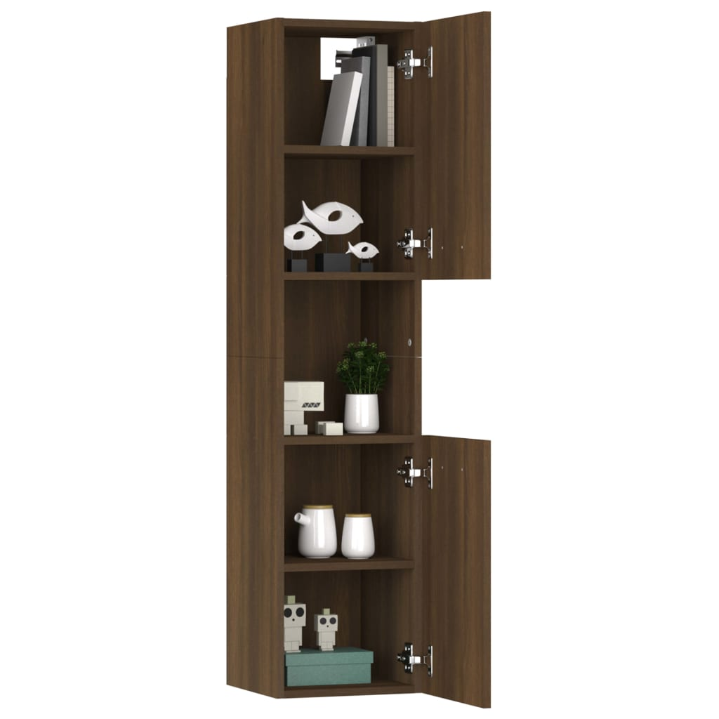 vidaXL Bathroom Cabinet Brown Oak 30x30x130 cm Engineered Wood