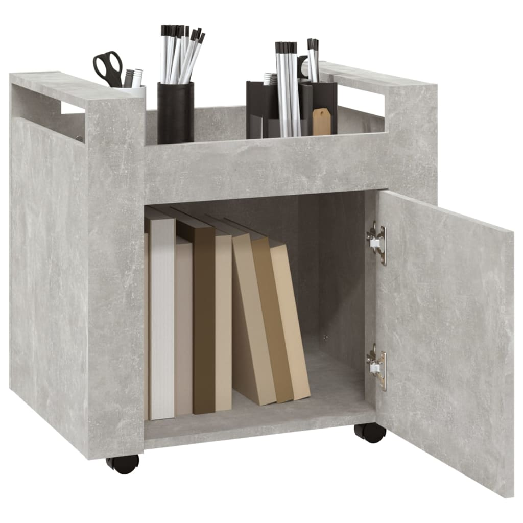 vidaXL Desk Trolley Concrete Grey 60x45x60 cm Engineered Wood