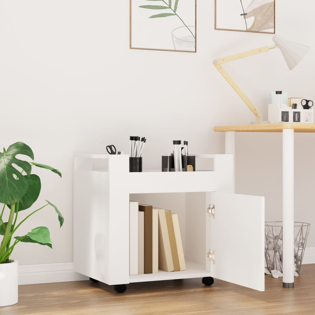 vidaXL Desk Trolley White 60x45x60 cm Engineered Wood