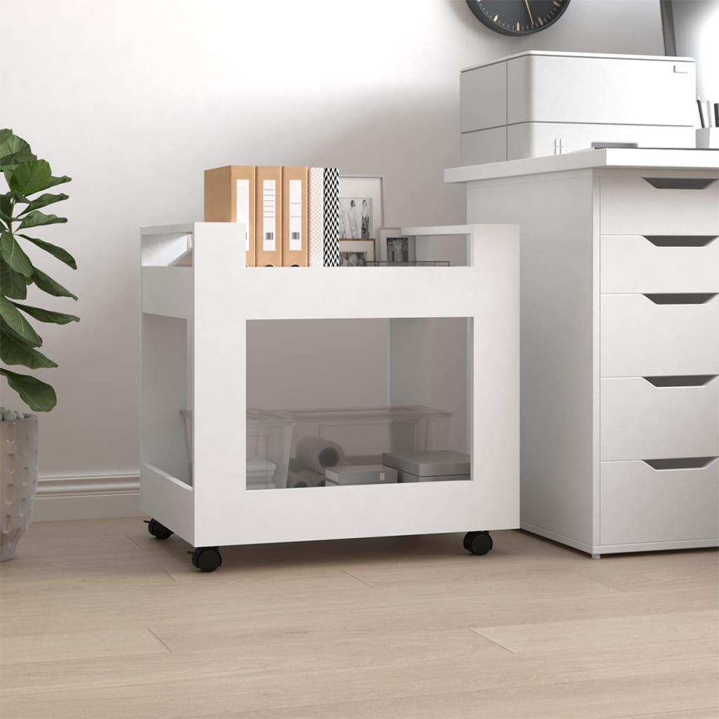 vidaXL Desk Trolley White 60x45x60 cm Engineered Wood