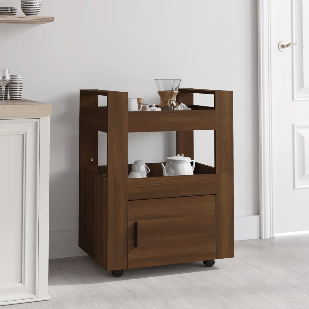 vidaXL Kitchen Trolley Brown Oak 60x45x80 cm Engineered Wood