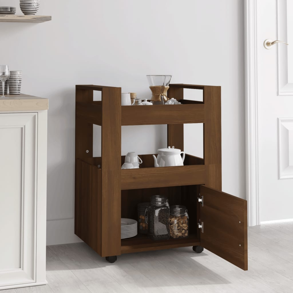 vidaXL Kitchen Trolley Brown Oak 60x45x80 cm Engineered Wood