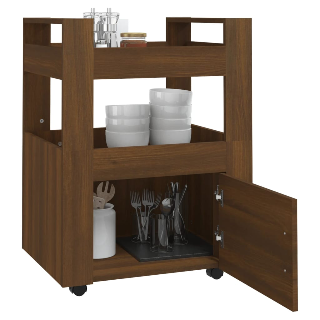 vidaXL Kitchen Trolley Brown Oak 60x45x80 cm Engineered Wood