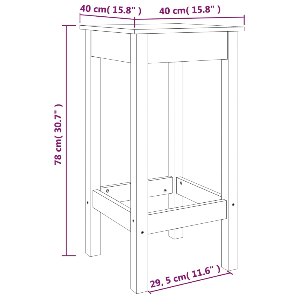 vidaXL Bar Chairs 2 pcs 40x40x78 cm Solid Wood Pine