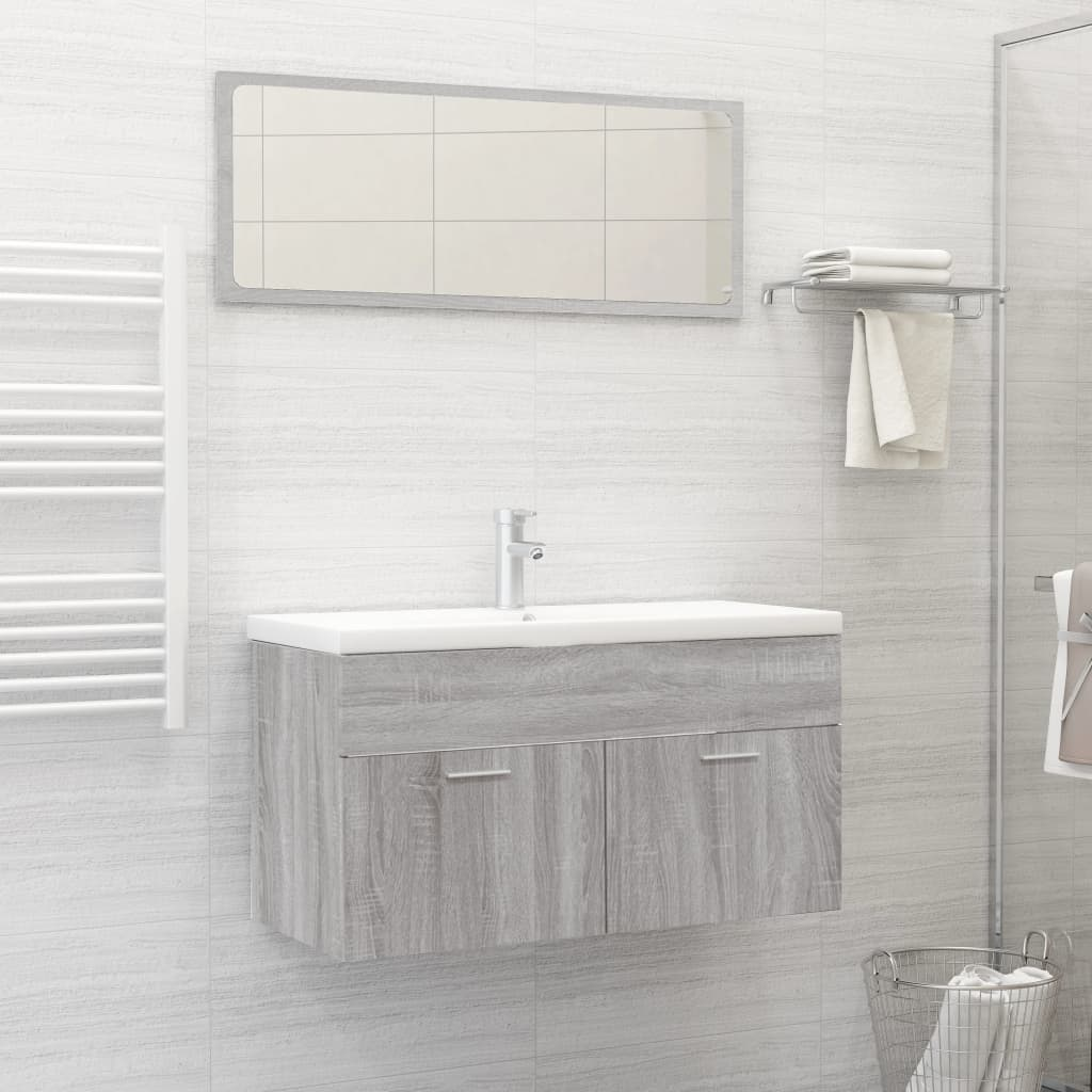 vidaXL 2 Piece Bathroom Furniture Set Grey Sonoma Engineered Wood