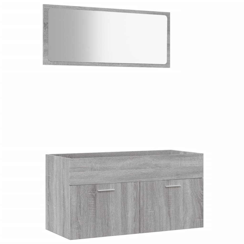 vidaXL 2 Piece Bathroom Furniture Set Grey Sonoma Engineered Wood