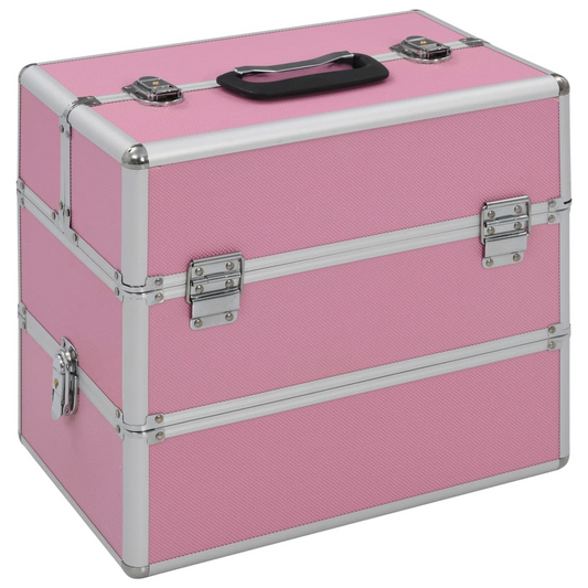 vidaXL Make-up Case 37x24x35 cm Pink Aluminium