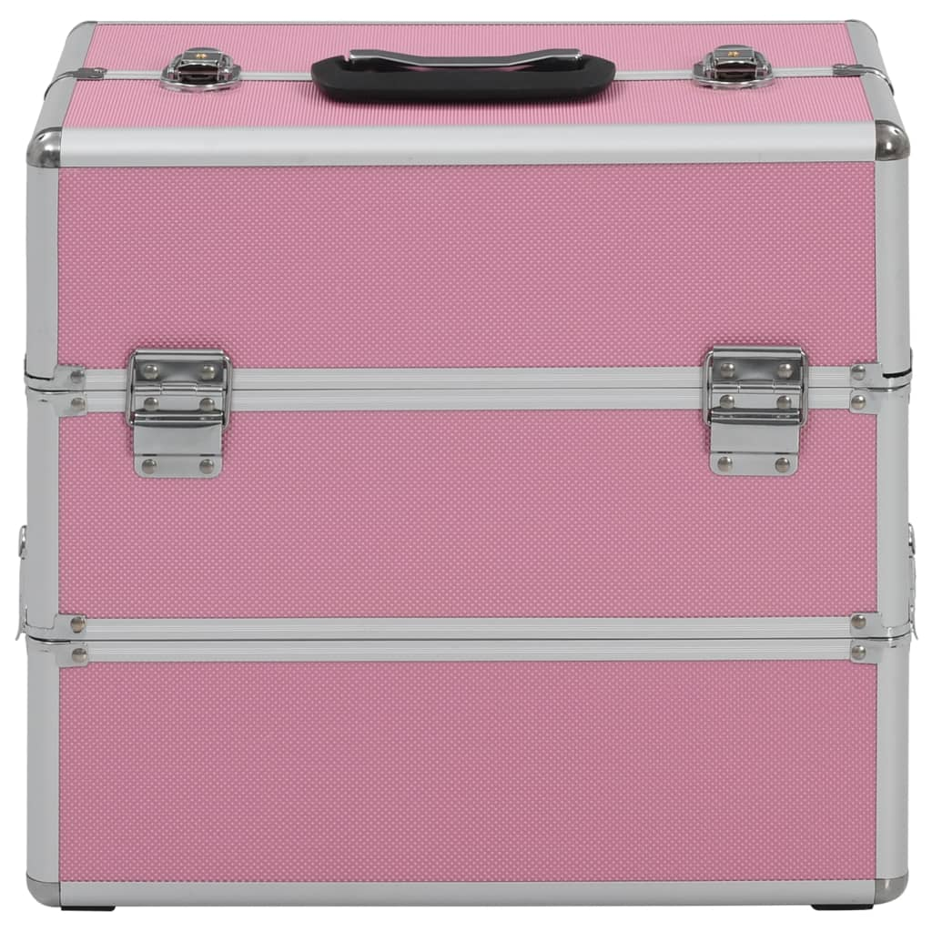 vidaXL Make-up Case 37x24x35 cm Pink Aluminium