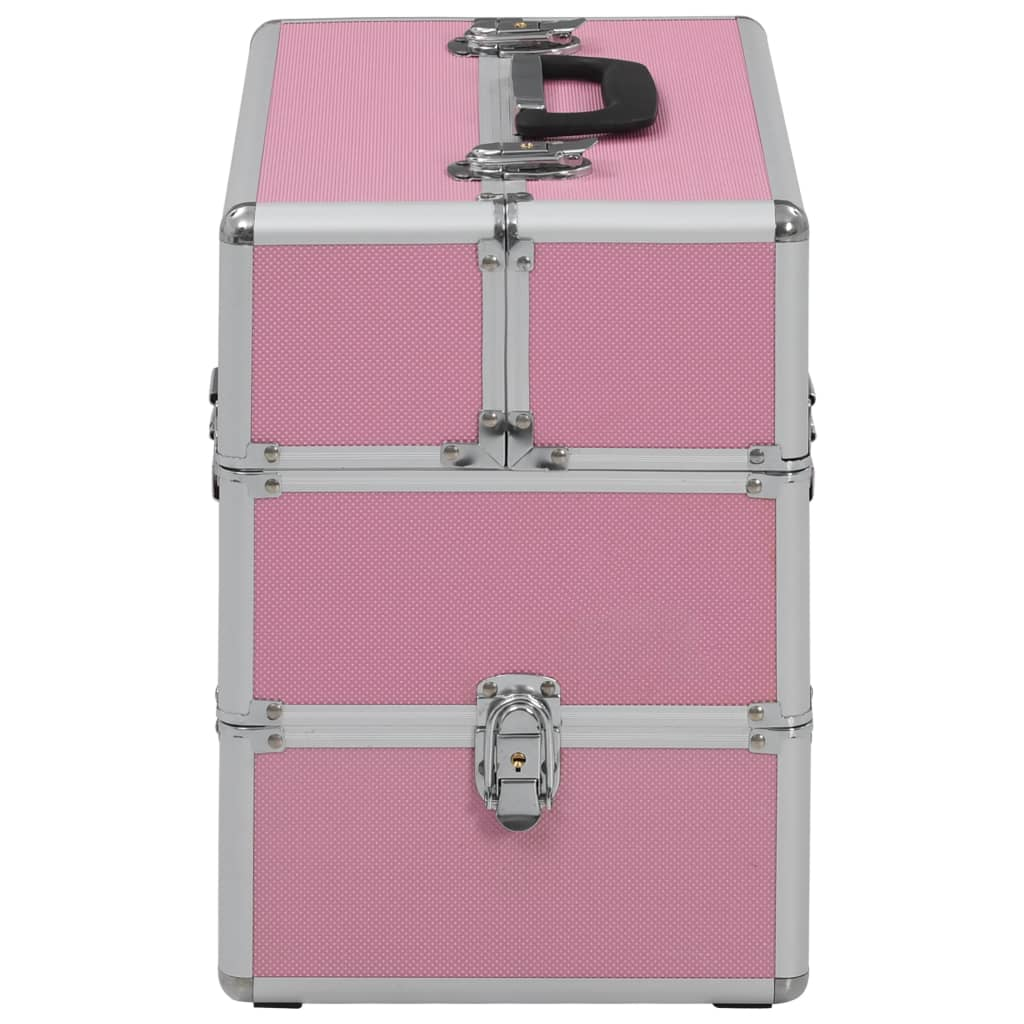 vidaXL Make-up Case 37x24x35 cm Pink Aluminium