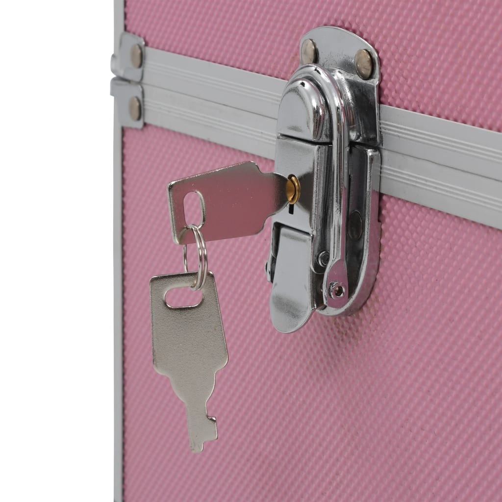 vidaXL Make-up Case 37x24x35 cm Pink Aluminium