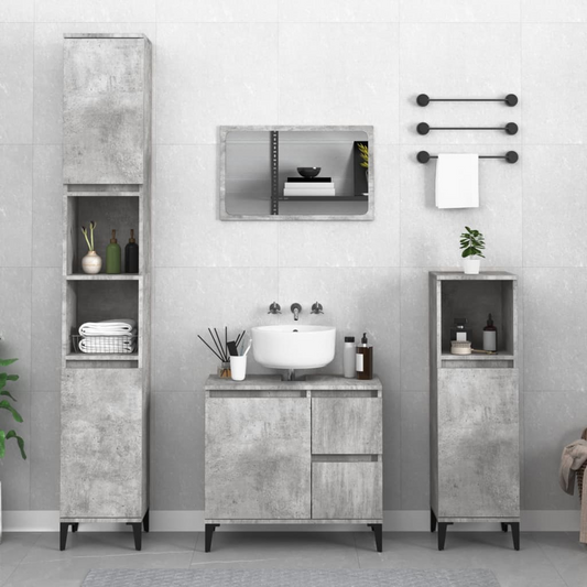 vidaXL Bathroom Cabinet Concrete Grey 65x33x60 cm Engineered Wood