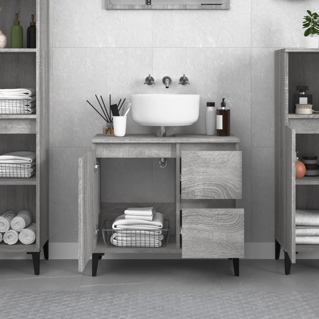 vidaXL Bathroom Cabinet Grey Sonoma 65x33x60 cm Engineered Wood