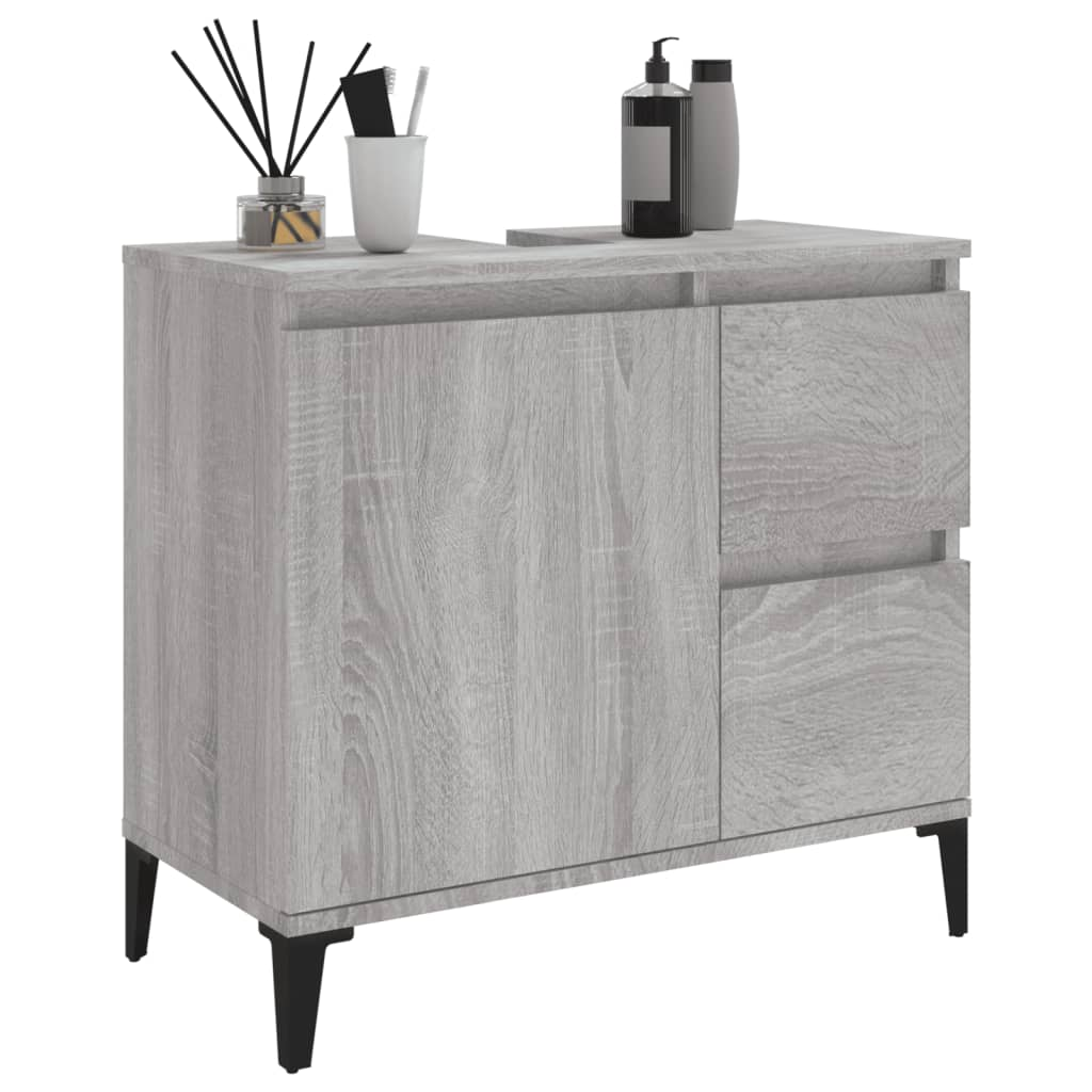 vidaXL Bathroom Cabinet Grey Sonoma 65x33x60 cm Engineered Wood