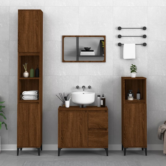 vidaXL Bathroom Cabinet Brown Oak 30x30x190 cm Engineered Wood