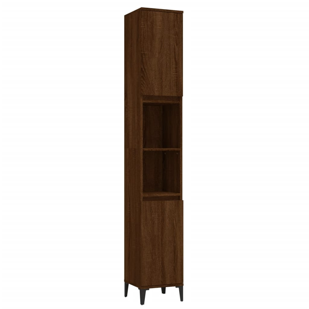 vidaXL Bathroom Cabinet Brown Oak 30x30x190 cm Engineered Wood