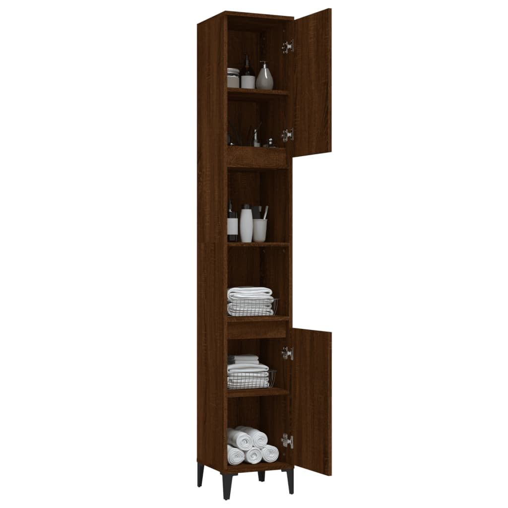 vidaXL Bathroom Cabinet Brown Oak 30x30x190 cm Engineered Wood