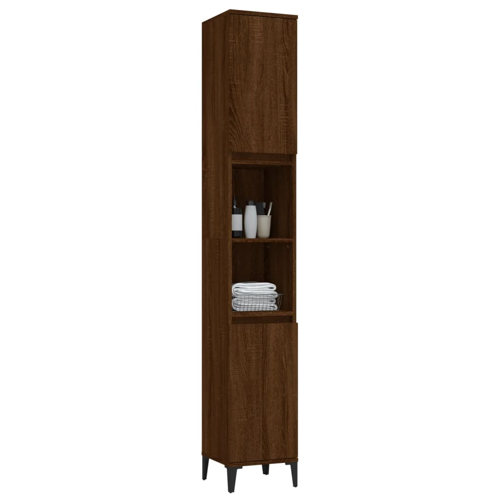 vidaXL Bathroom Cabinet Brown Oak 30x30x190 cm Engineered Wood