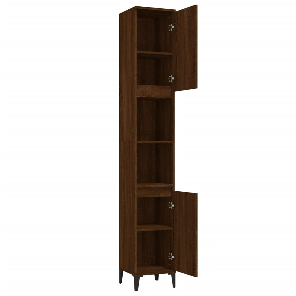 vidaXL Bathroom Cabinet Brown Oak 30x30x190 cm Engineered Wood