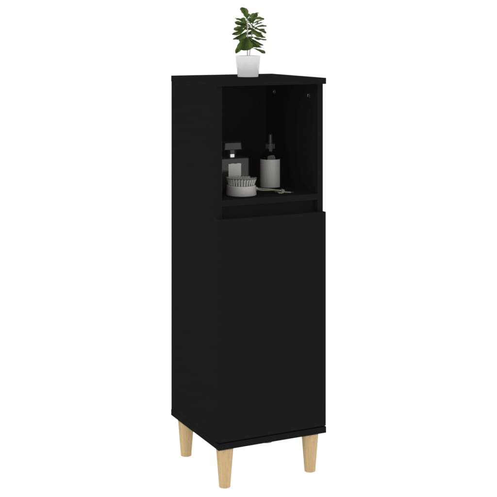 vidaXL Bathroom Cabinet Black 30x30x100 cm Engineered Wood