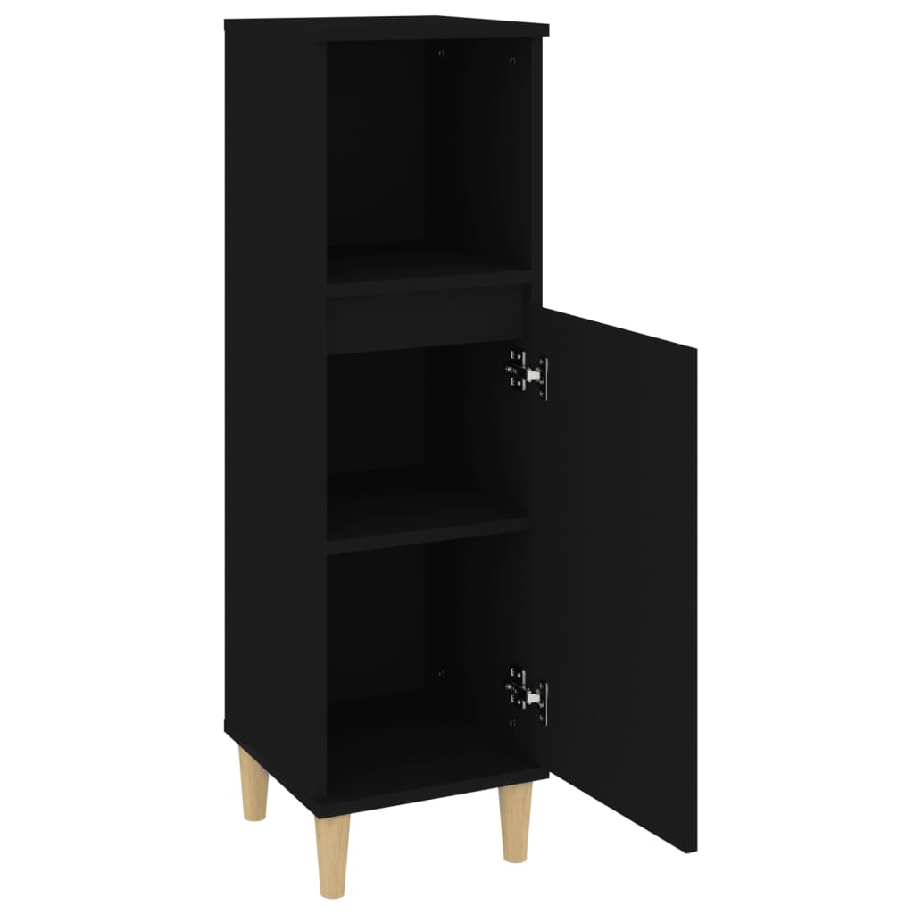 vidaXL Bathroom Cabinet Black 30x30x100 cm Engineered Wood