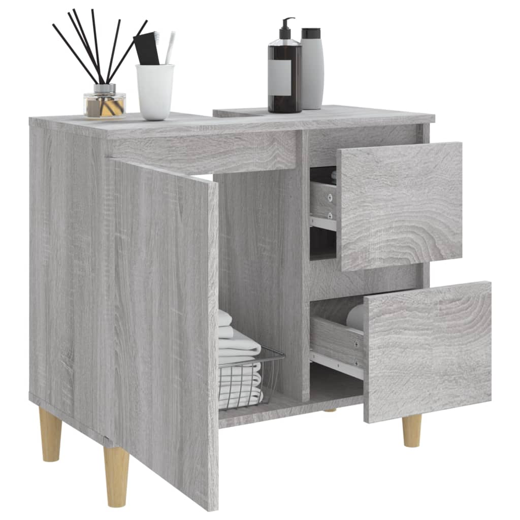 vidaXL Bathroom Cabinet Grey Sonoma 65x33x60 cm Engineered Wood