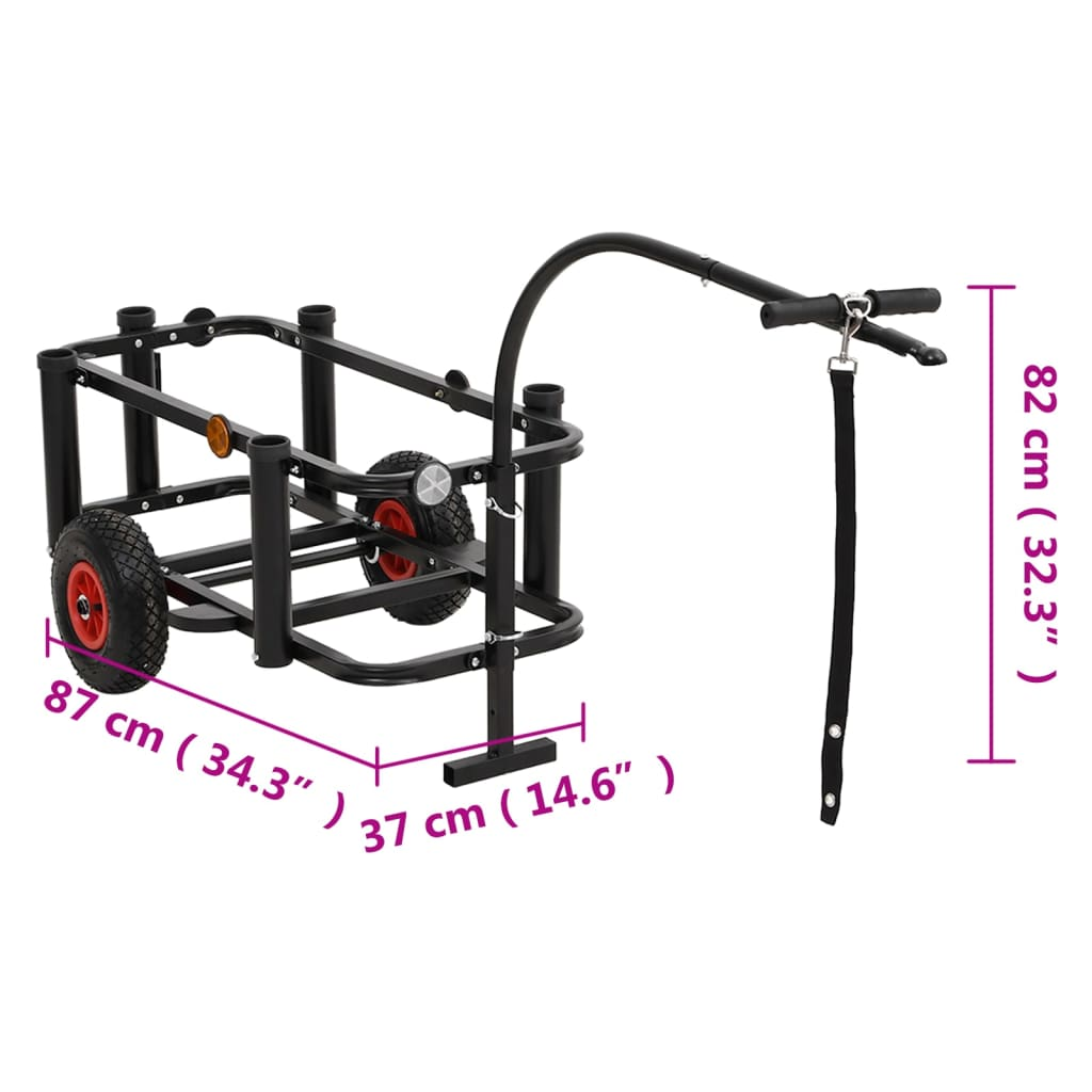 vidaXL Fishing Trolley Black Steel