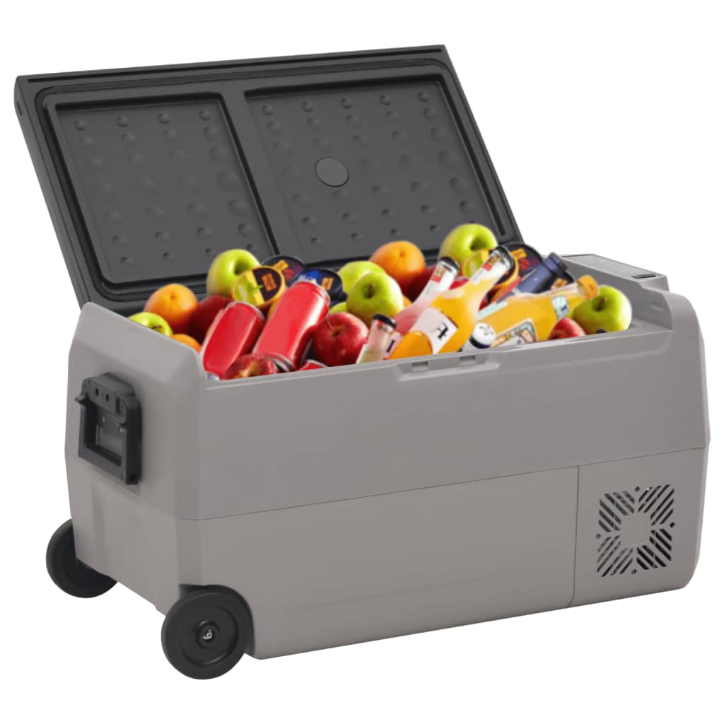 vidaXL Cool Box with Wheel and Handle Black & Grey 60 L PP & PE