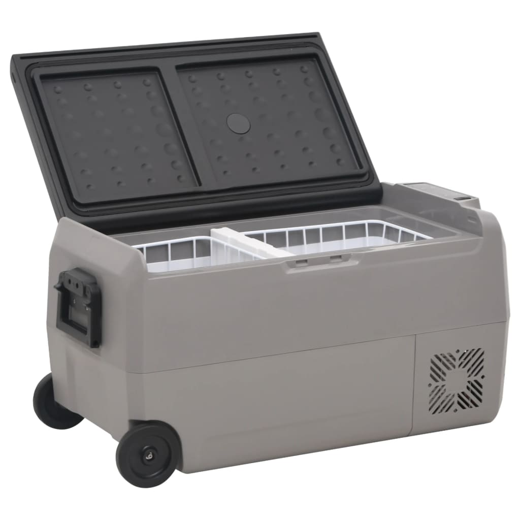 vidaXL Cool Box with Wheel and Handle Black & Grey 60 L PP & PE