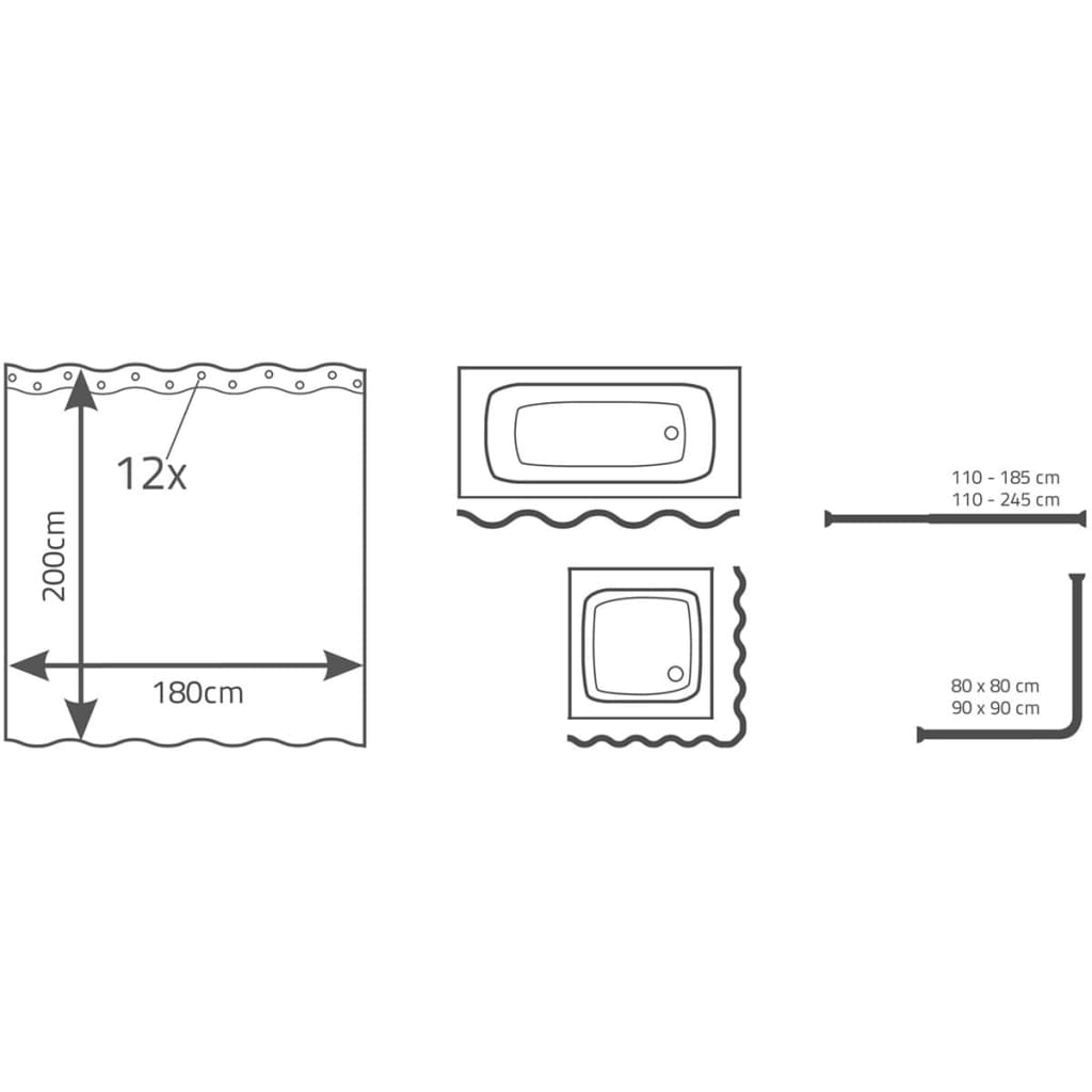 RIDDER Shower Curtain Bambus 180x200 cm