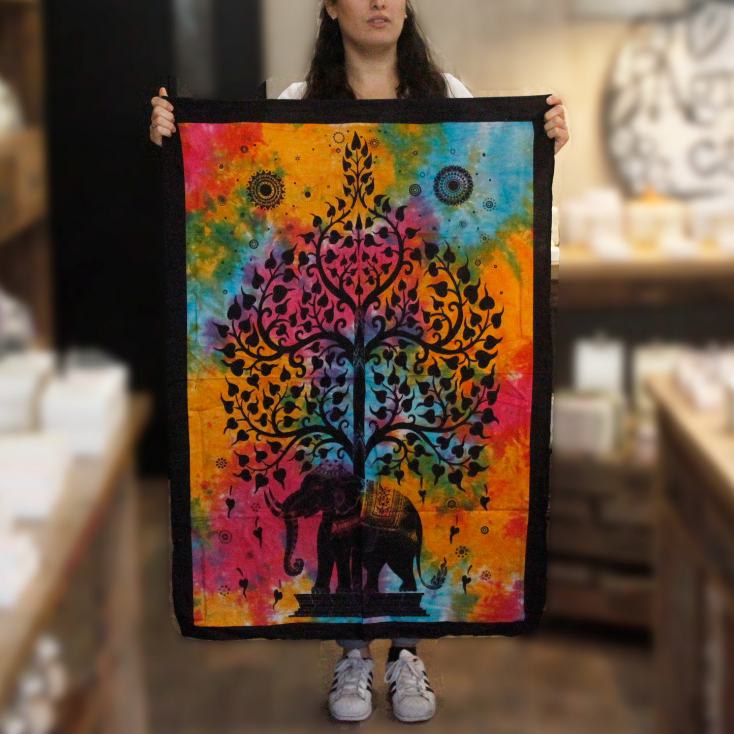 Cotton Wall Art - Elephant Tree