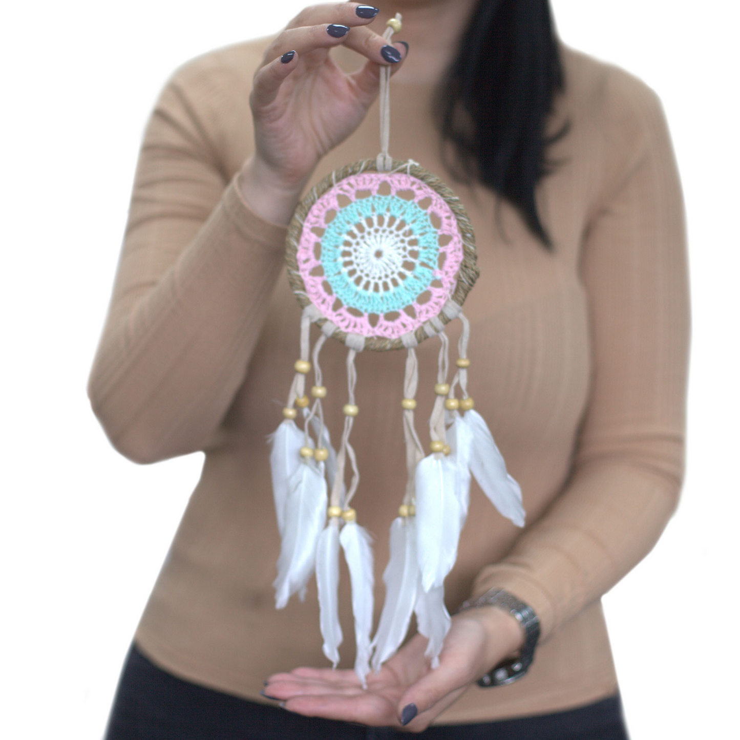 Pastel Pink Macramé Dream Catcher 12cm (asst colours)