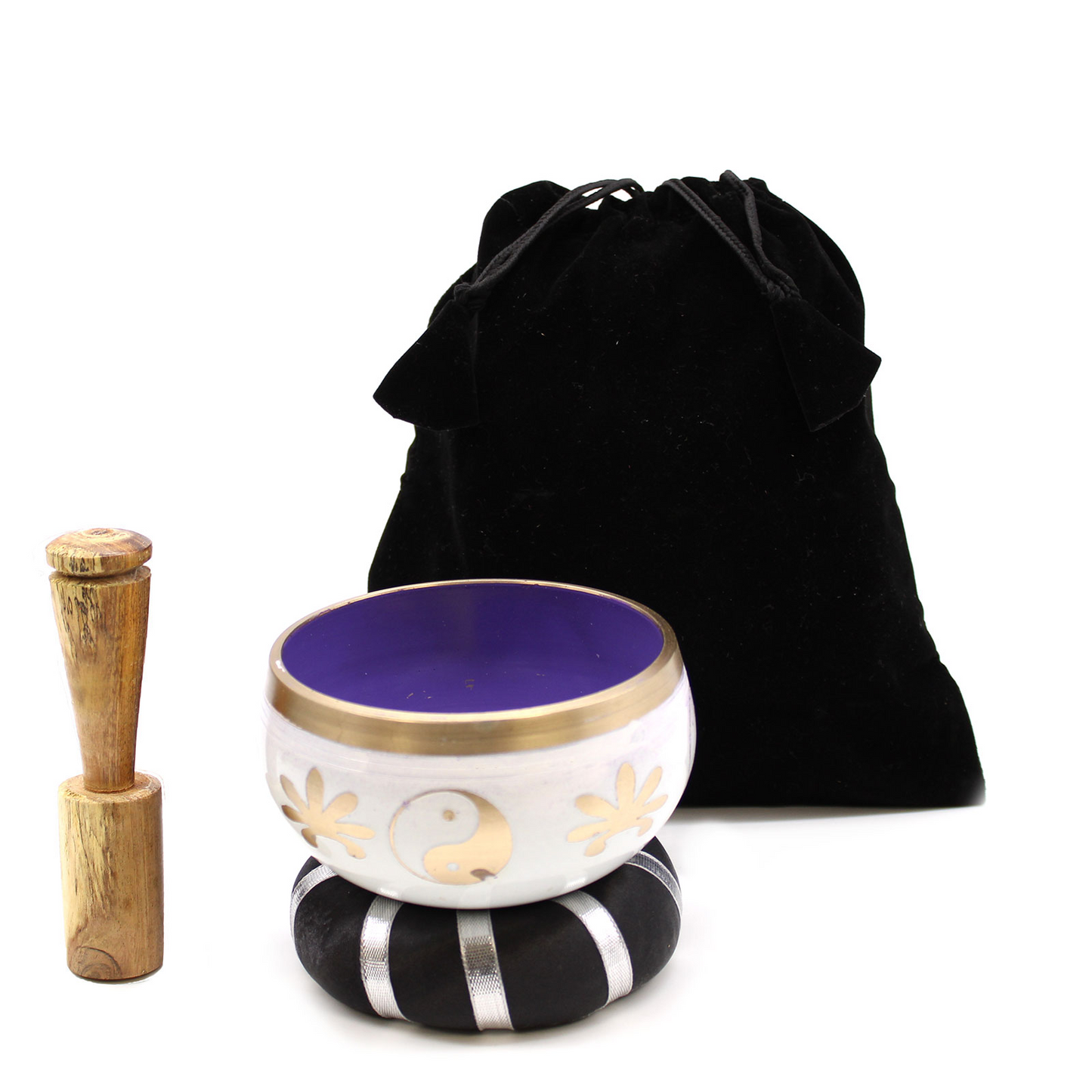 Yin & Yang Singing Bowl Set- White/Purple 10.7cm