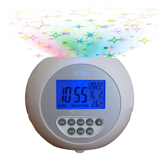 Lifemax Star Projection Sound Machine Clock - Silver