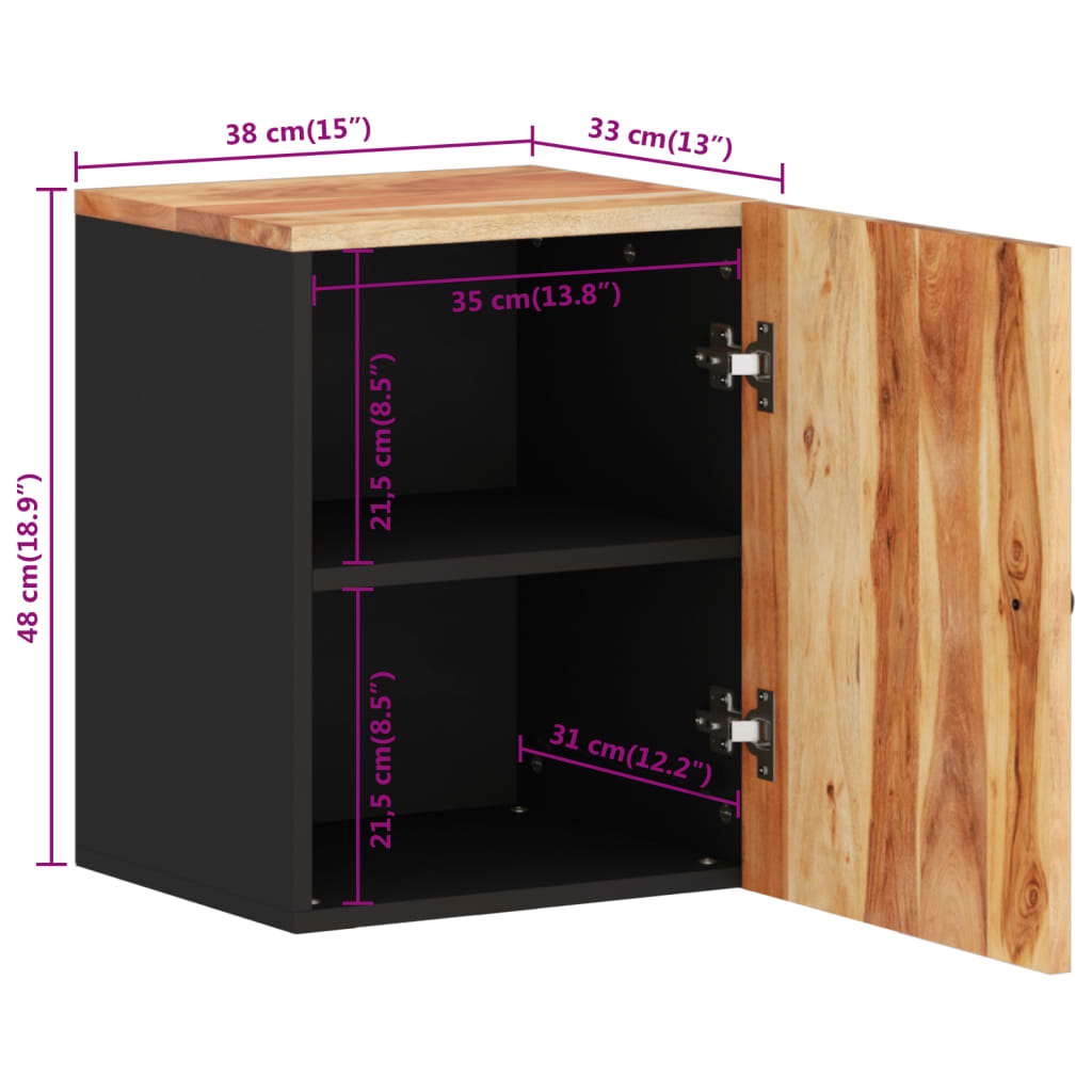 vidaXL Bathroom Wall Cabinet 38x33x48 cm Solid Wood Acacia