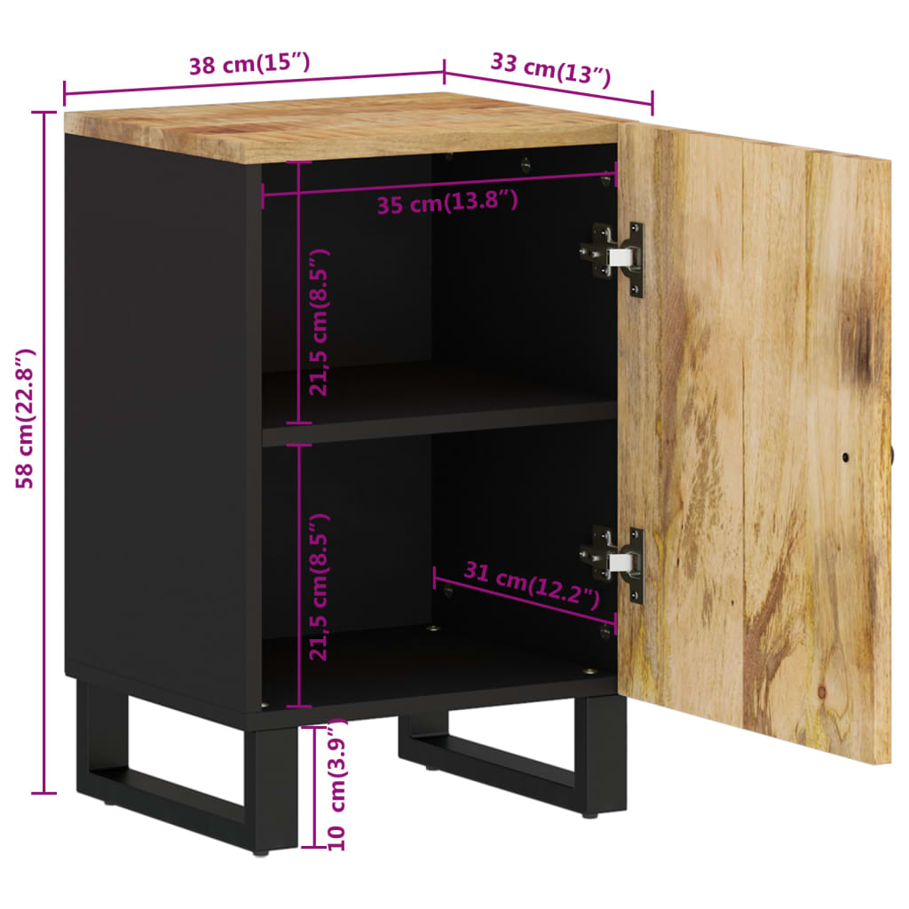 vidaXL Bathroom Cabinet 38x33x58 cm Solid Wood Mango