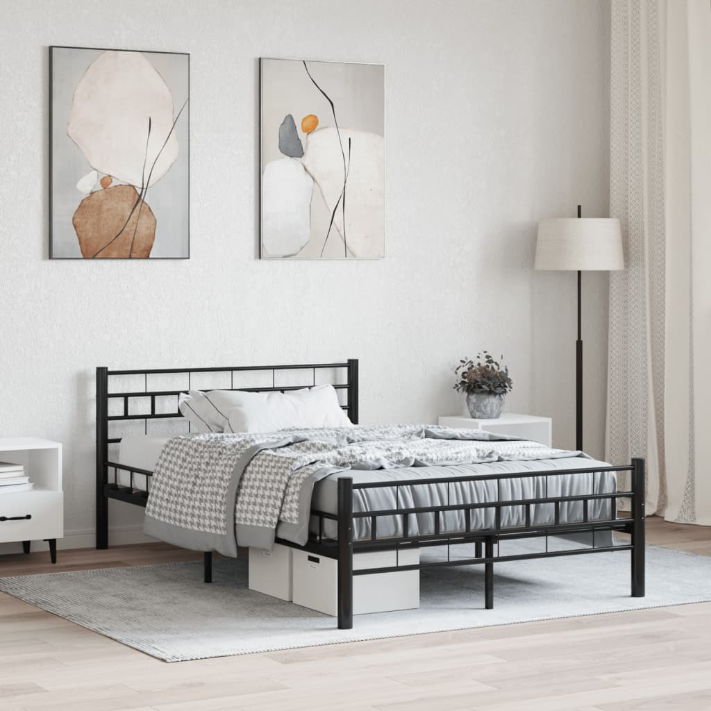 vidaXL Bed Frame Black Metal 120x200 cm