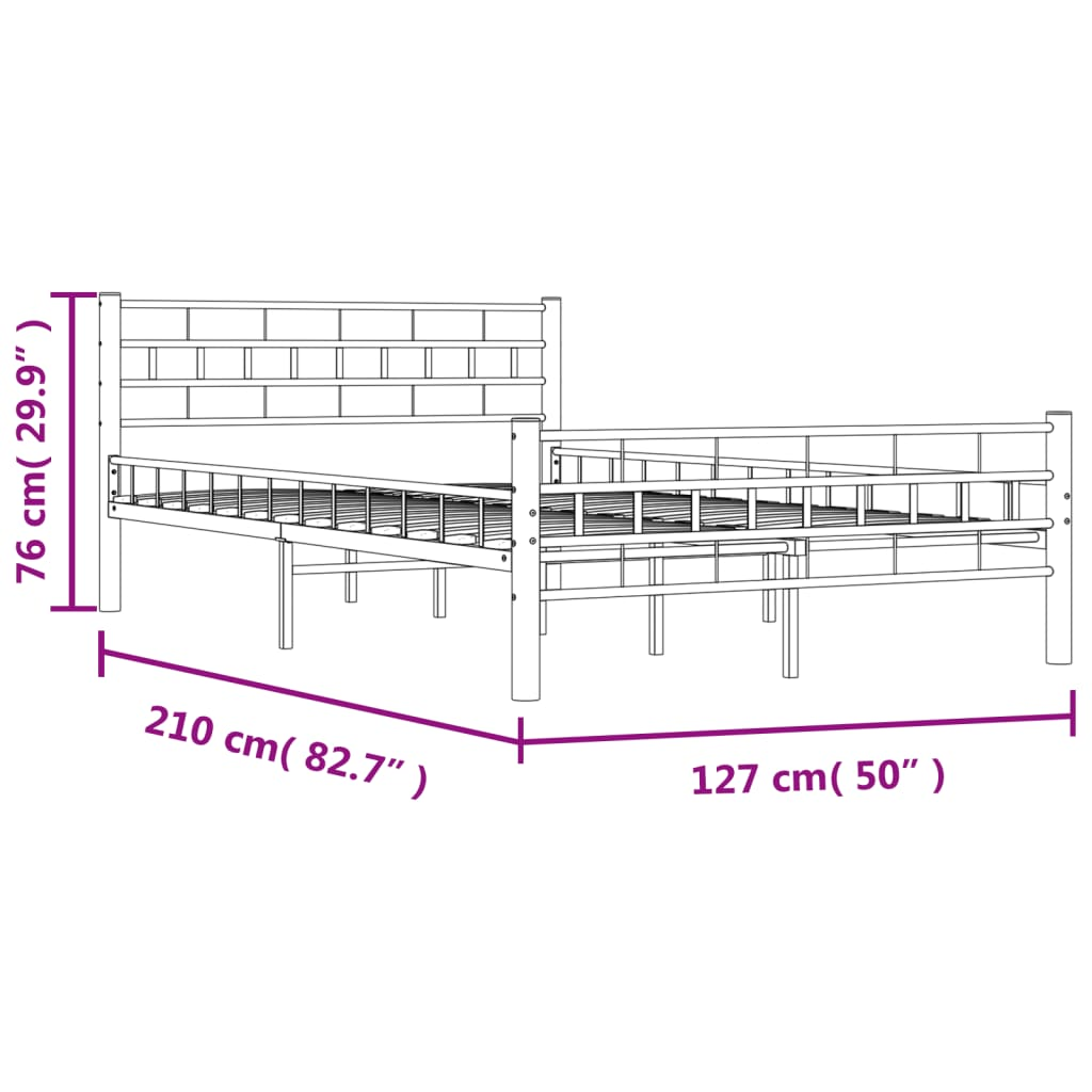 vidaXL Bed Frame Black Metal 120x200 cm