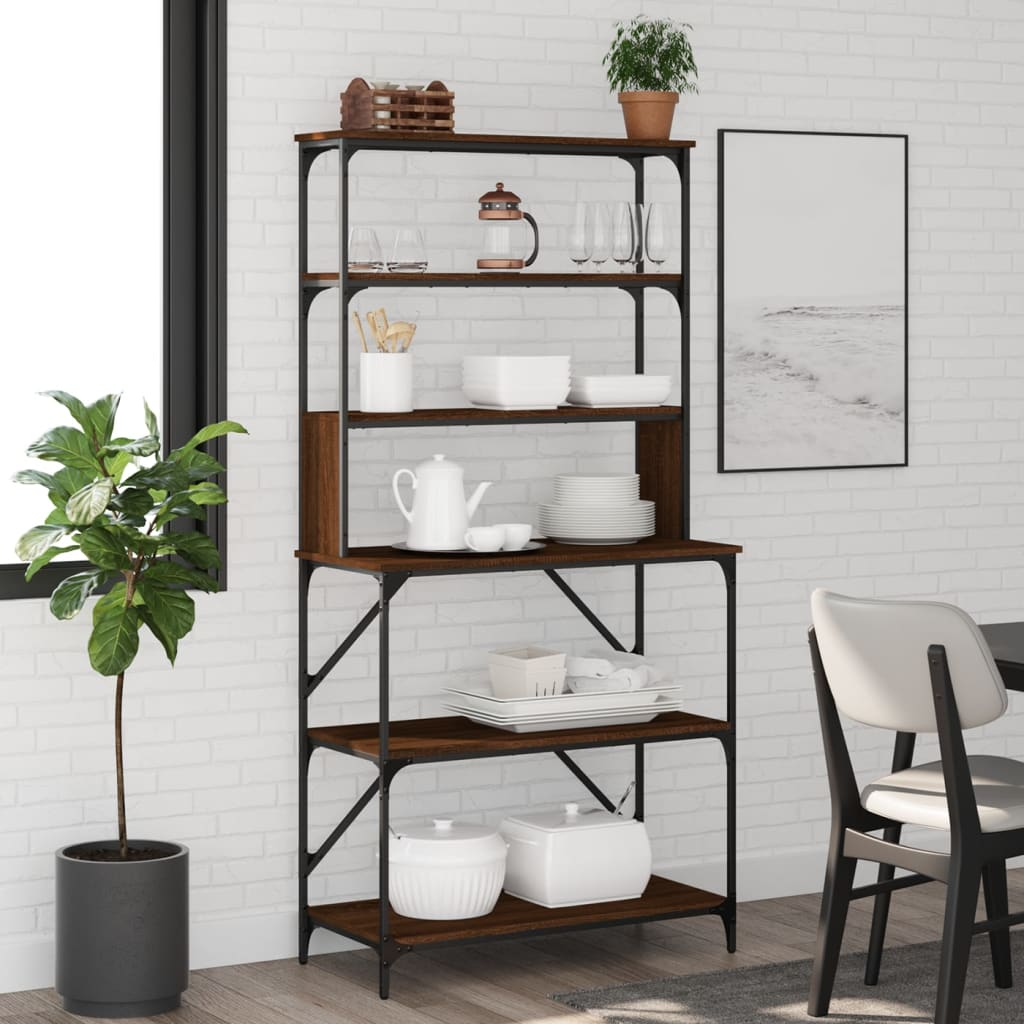 vidaXL Baker's Rack 6-Tier Brown Oak 90x40x180 cm Engineered Wood