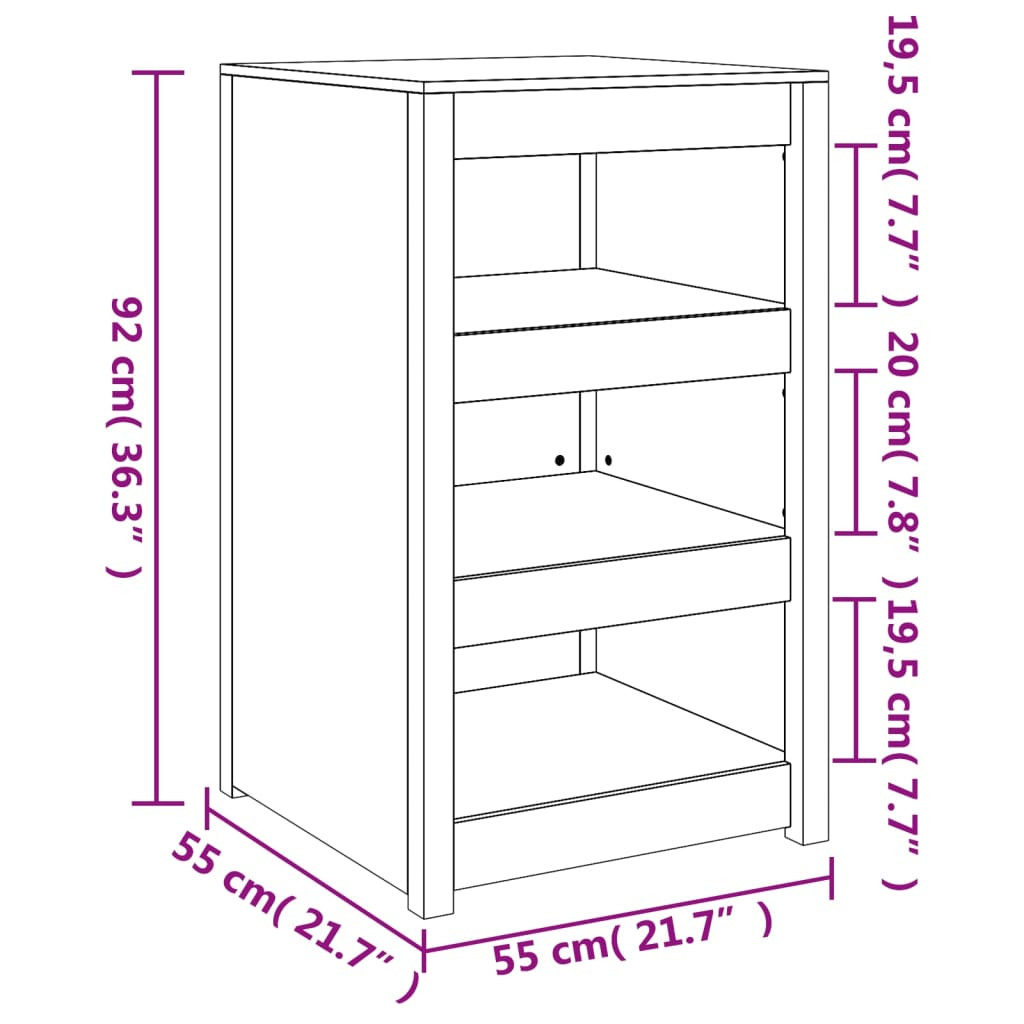 vidaXL Outdoor Kitchen Cabinet 55x55x92 cm Solid Wood Pine