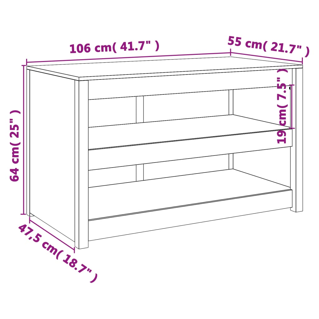 vidaXL Outdoor Kitchen Cabinet 106x55x64 cm Solid Wood Pine