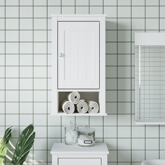 vidaXL Bathroom Wall Cabinet BERG White 40x27x71.5 cm Solid Wood Pine