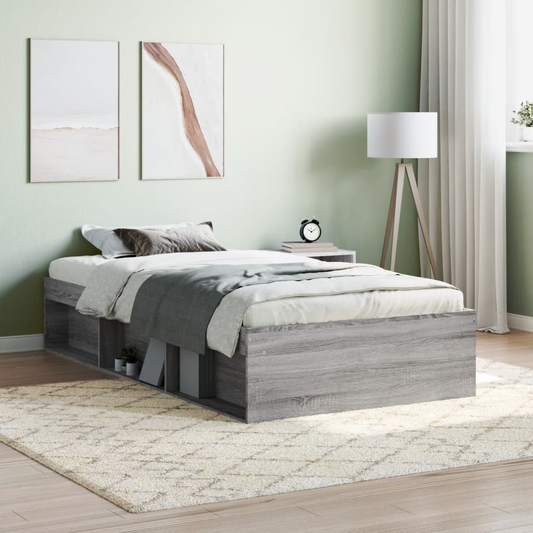 vidaXL Bed Frame Grey Sonoma 100x200 cm