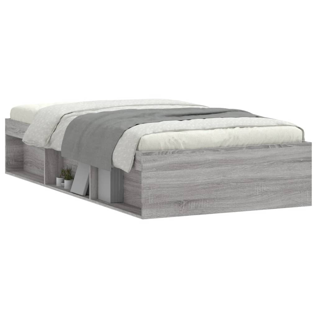 vidaXL Bed Frame Grey Sonoma 100x200 cm