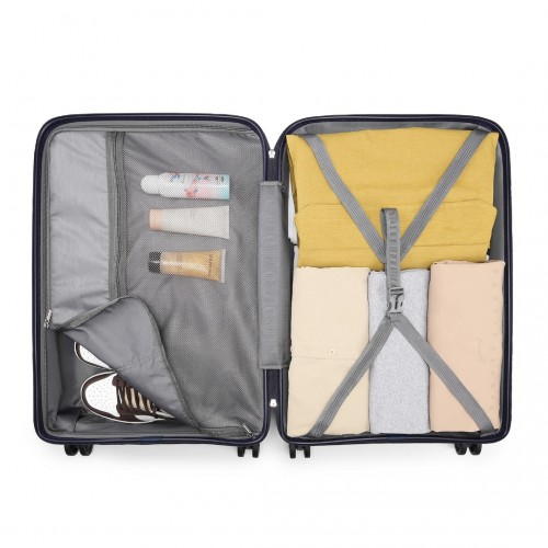 K2091L - Kono Multi Texture Hard Shell PP Suitcase 3 Pieces Set - Classic Collection - Navy