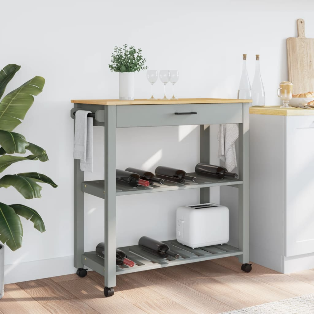 vidaXL Kitchen Trolley MONZA 84x40x90 cm Solid Wood Pine